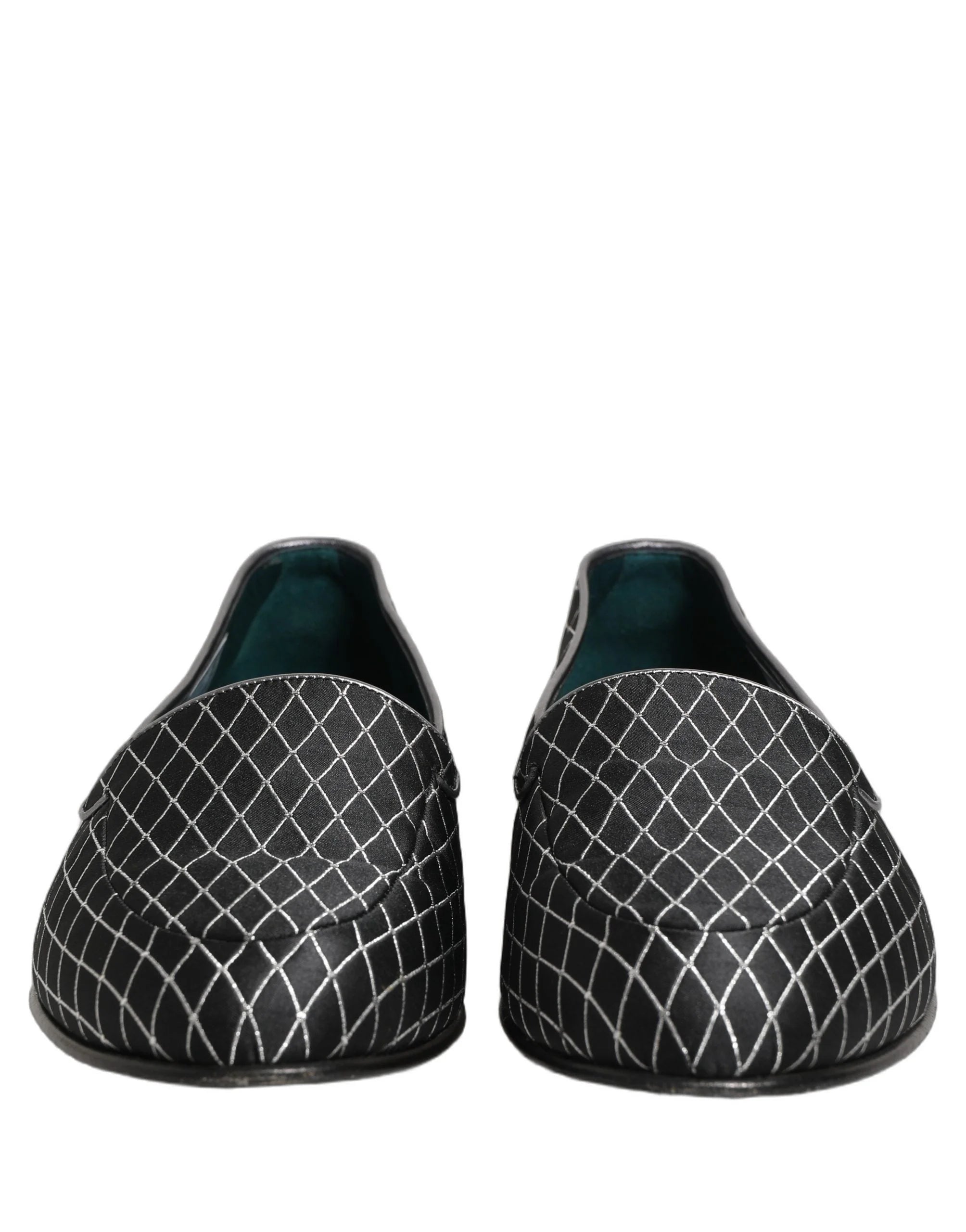 Dolce & Gabbana Black Velvet Diamond Stitched Loafers Shoes - EU44/US11