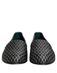 Dolce & Gabbana Black Velvet Diamond Stitched Loafers Shoes - EU44/US11