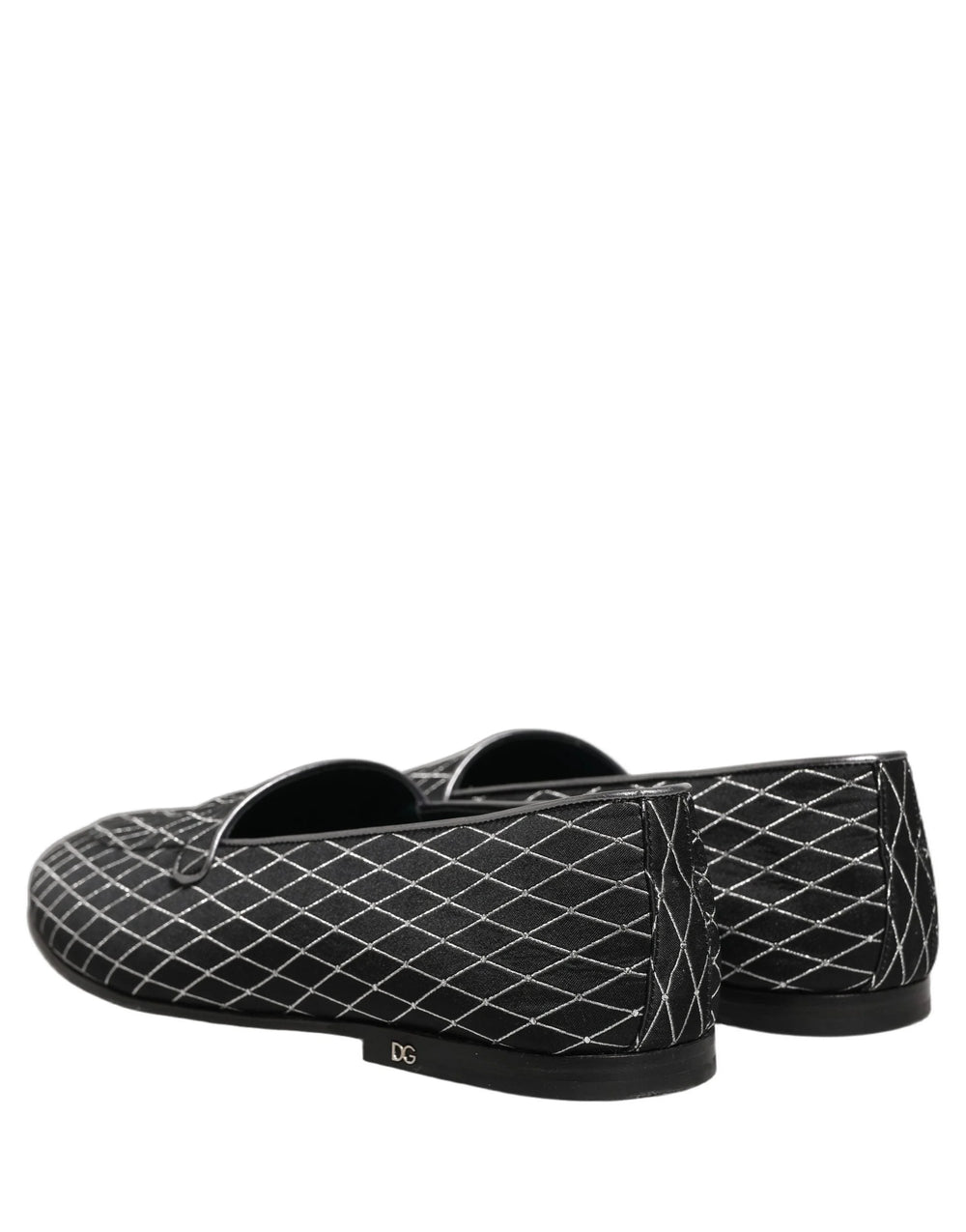 Dolce & Gabbana Black Velvet Diamond Stitched Loafers Shoes - EU44/US11