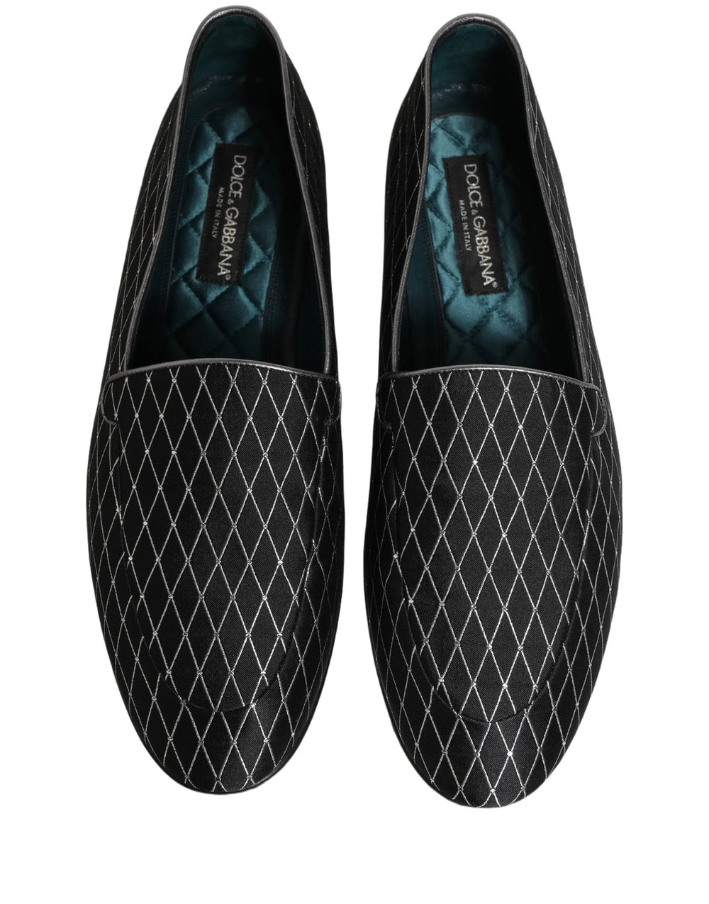 Dolce & Gabbana Black Velvet Diamond Stitched Loafers Shoes - EU44/US11