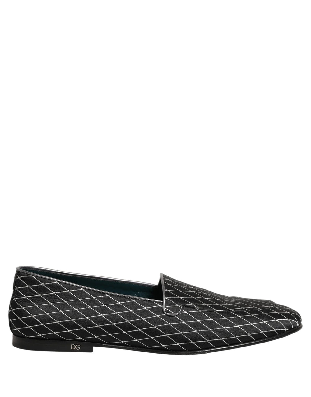 Dolce & Gabbana Black Velvet Diamond Stitched Loafers Shoes - EU44/US11