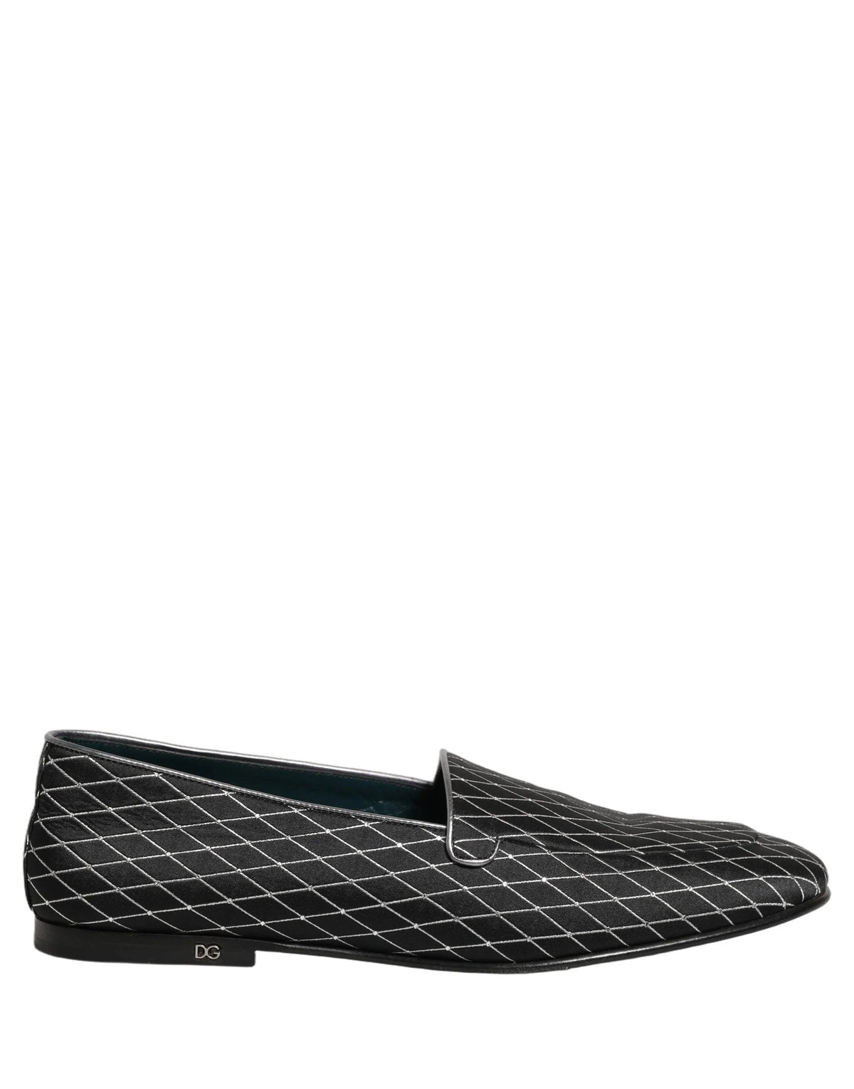 Dolce & Gabbana Black Velvet Diamond Stitched Loafers Shoes - EU44/US11