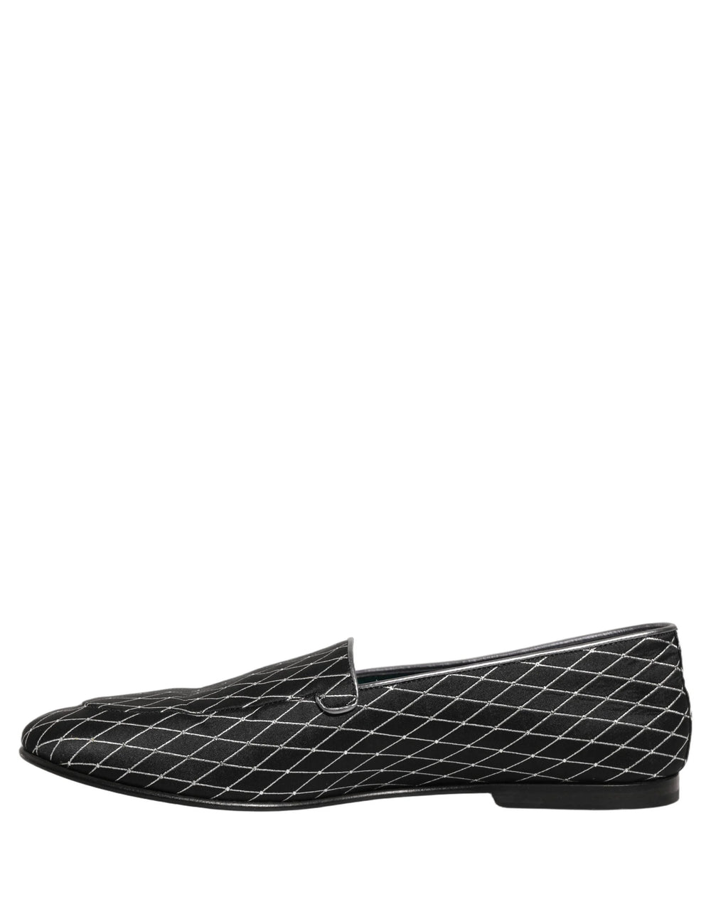 Dolce & Gabbana Black Velvet Diamond Stitched Loafers Shoes - EU44/US11