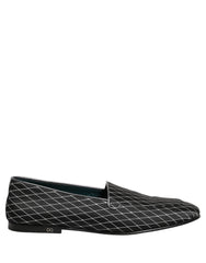 Dolce & Gabbana Black Velvet Diamond Stitched Loafers Shoes - EU44/US11