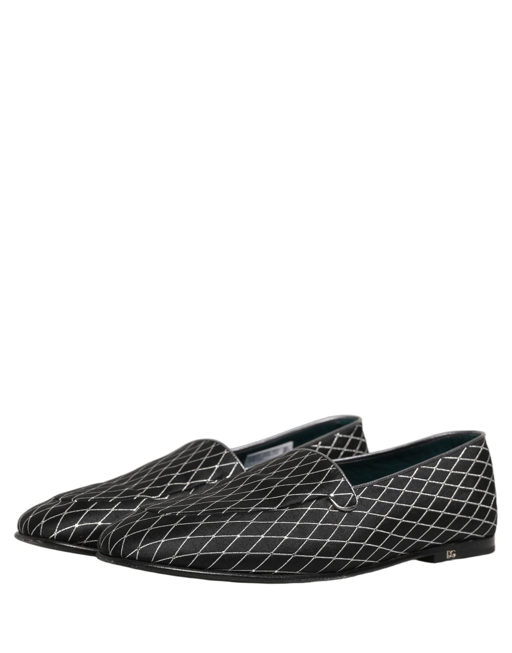 Dolce & Gabbana Black Velvet Diamond Stitched Loafers Shoes - EU44/US11