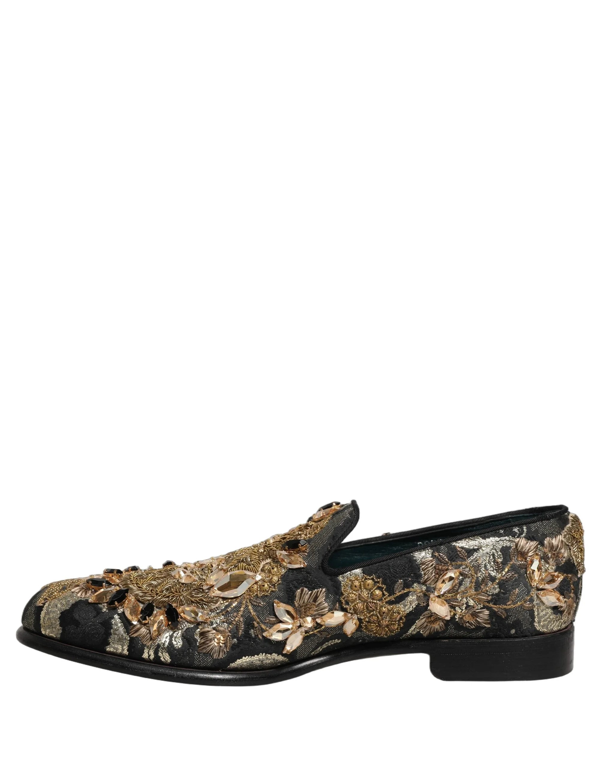 Dolce & Gabbana Black Velvet Embellished Dress Loafers Shoes - EU44/US11