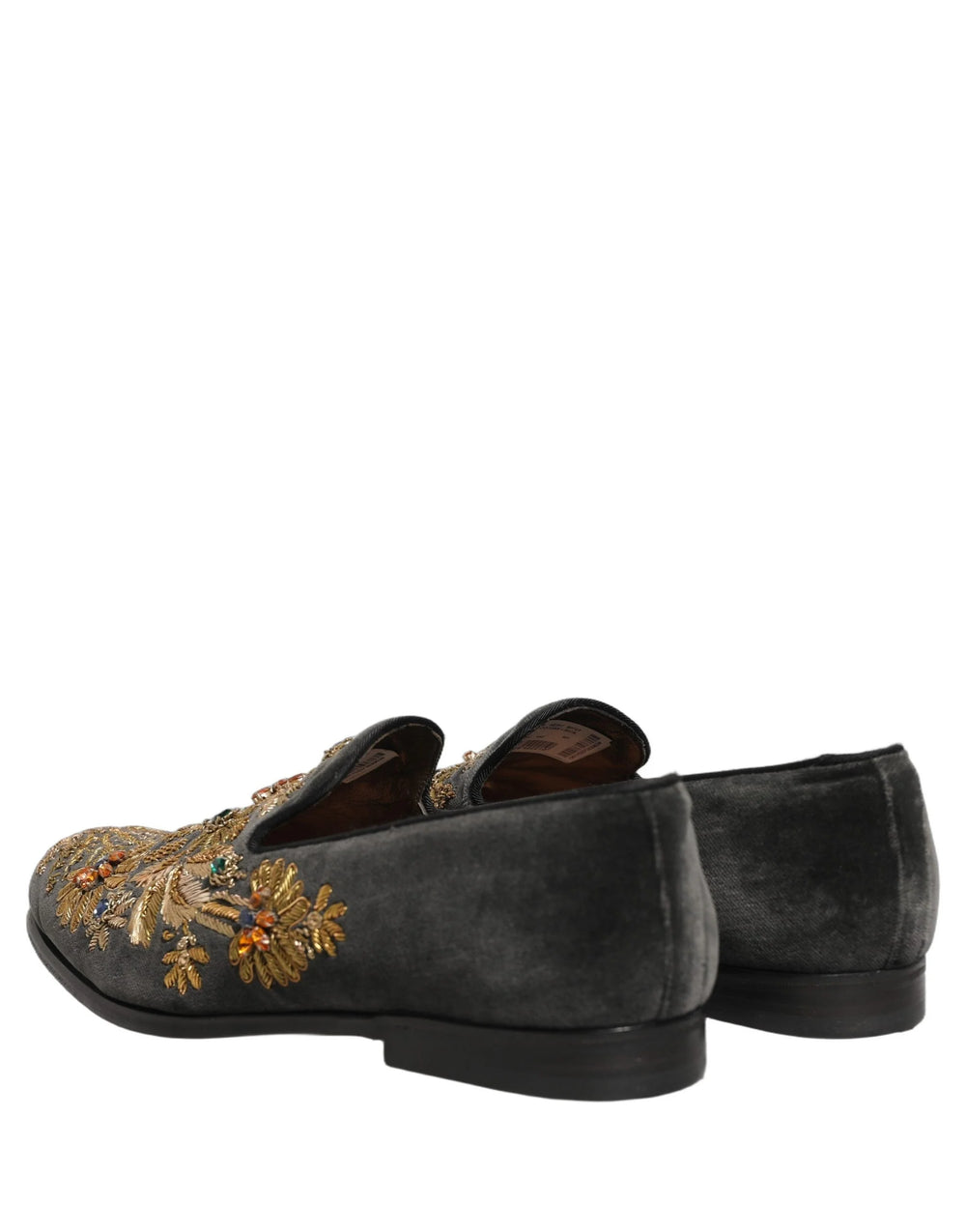 Dolce & Gabbana Zapatos mocasines negros de terciopelo con adornos - EU44/US11