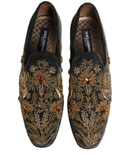 Dolce & Gabbana fekete bársony, díszített lakicipő - EU44/US11