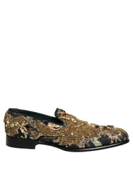 Dolce & Gabbana Black Velvet Embellished Dress Loafers Shoes - EU44/US11