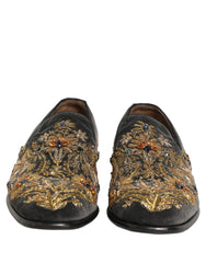 Zapatos de vestir Dolce & Gabbana, terciopelo negro con adornos - Talla EU44/US11