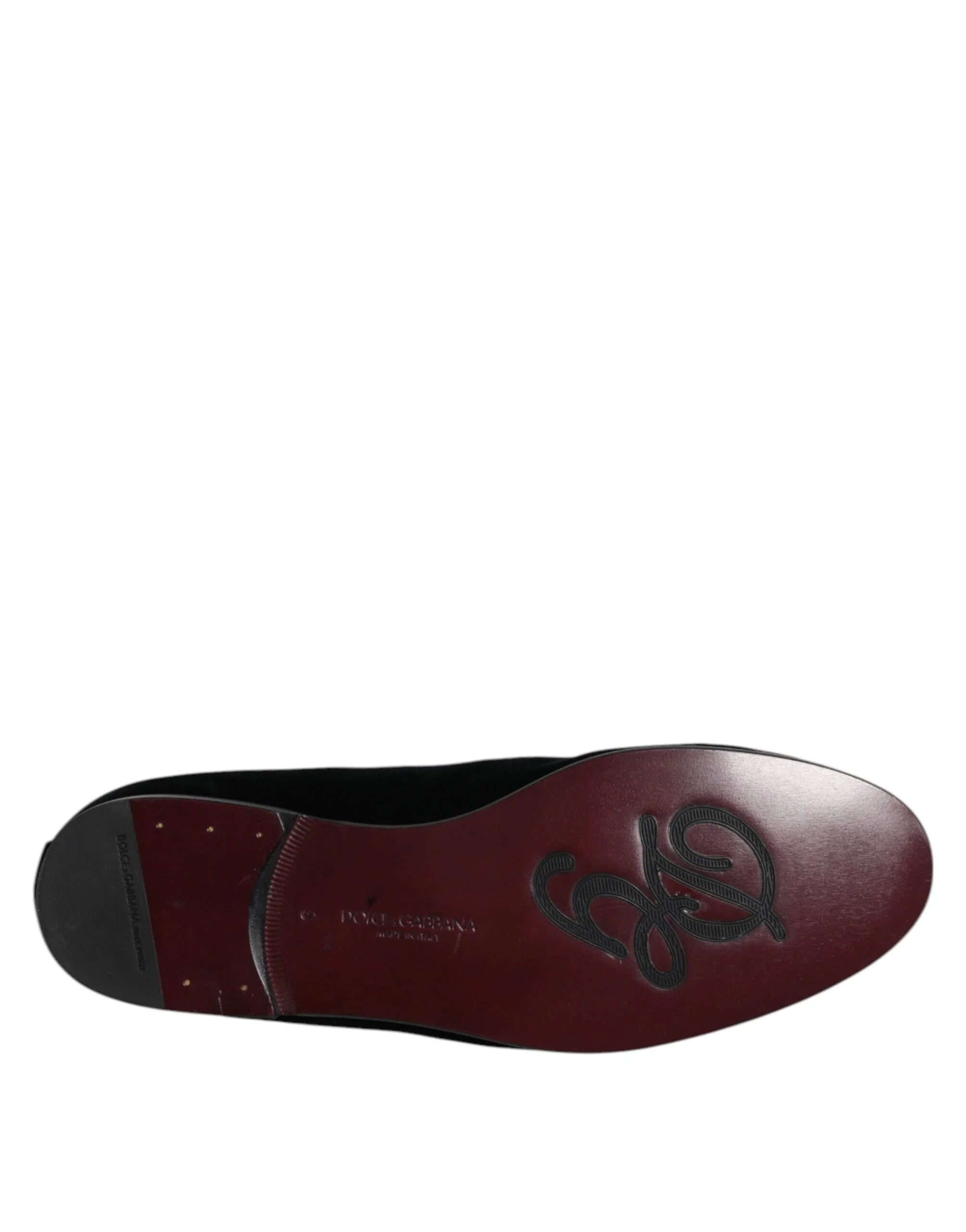 Dolce & Gabbana Black Velvet Embellished Loafer Slip On Shoes - EU43/US10