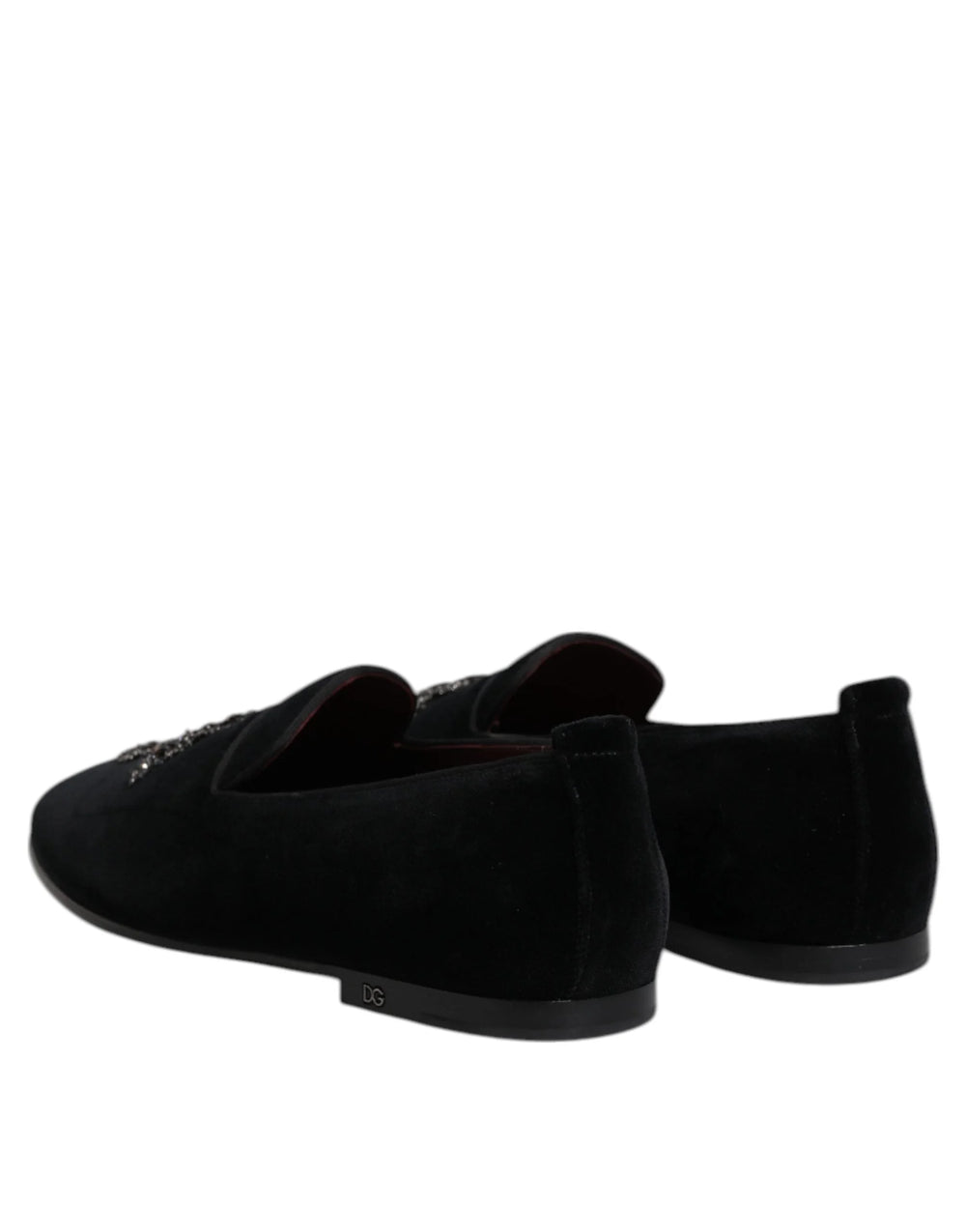 Dolce & Gabbana Black Velvet Embellished Loafer Slip On Shoes - EU43/US10