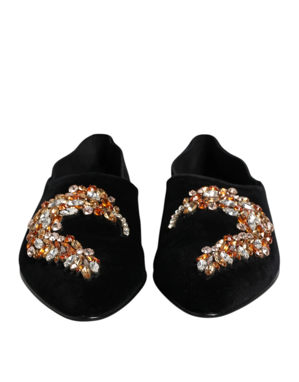 Dolce & Gabbana Black Velvet Embellished Loafer Slip On Shoes - EU43/US10