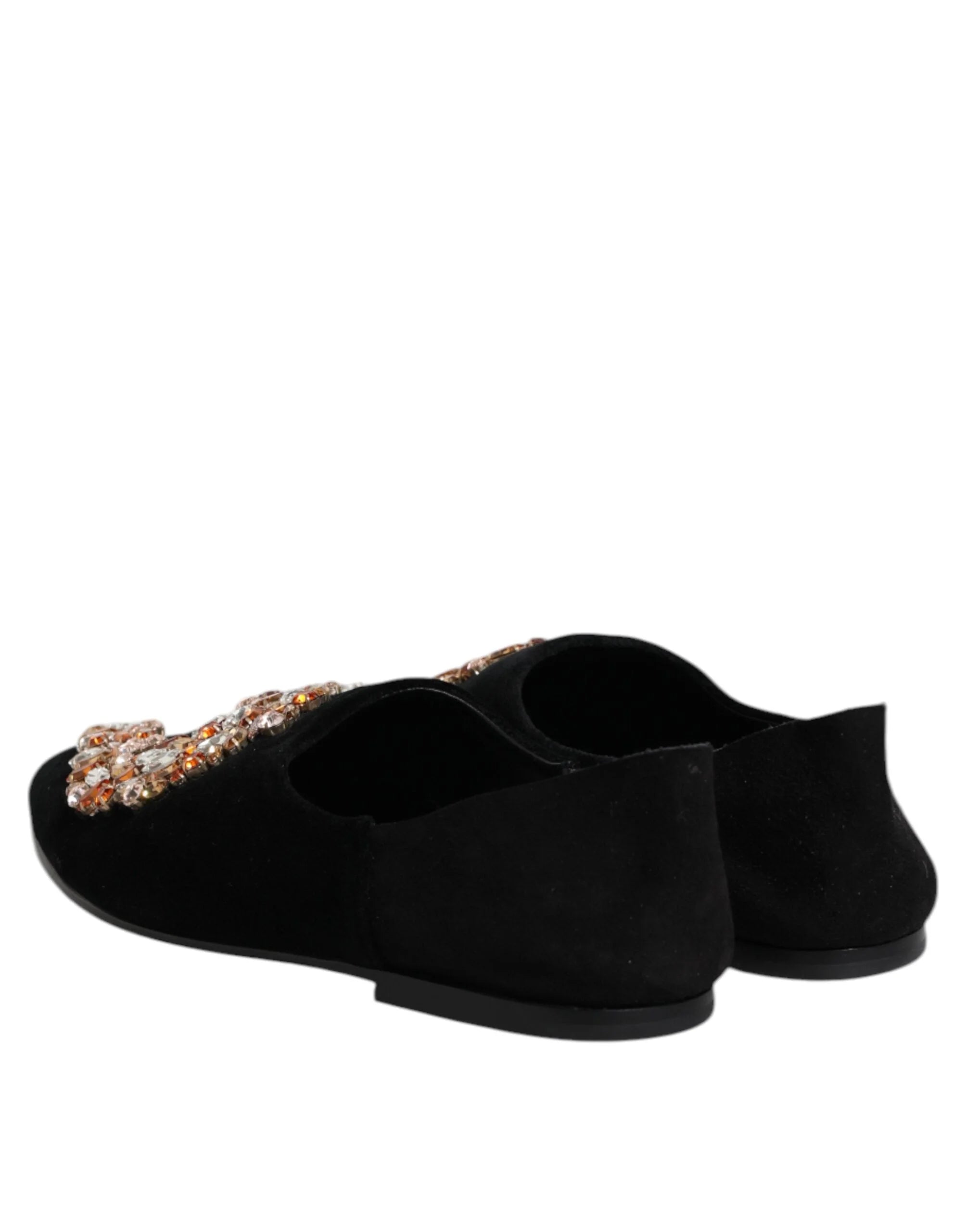 Dolce & Gabbana Black Velvet Embellished Loafer Slip On Shoes - EU43/US10