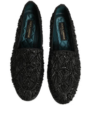 Dolce & Gabbana zwarte fluweel loafers met geborduurde details - EU43/US10