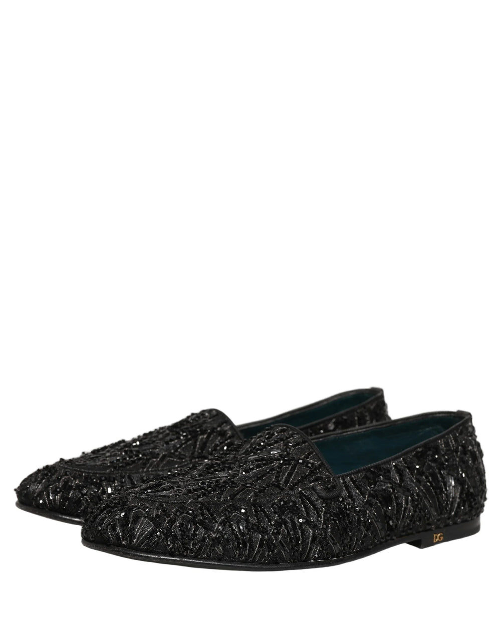 Dolce & Gabbana zwarte fluweel loafers met geborduurde details - EU43/US10
