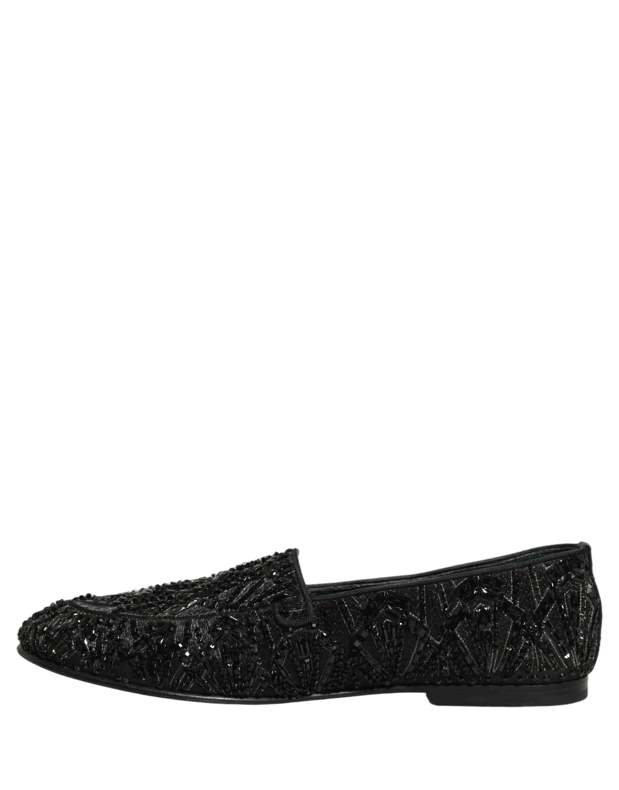 Dolce & Gabbana zwarte fluweel loafers met geborduurde details - EU43/US10