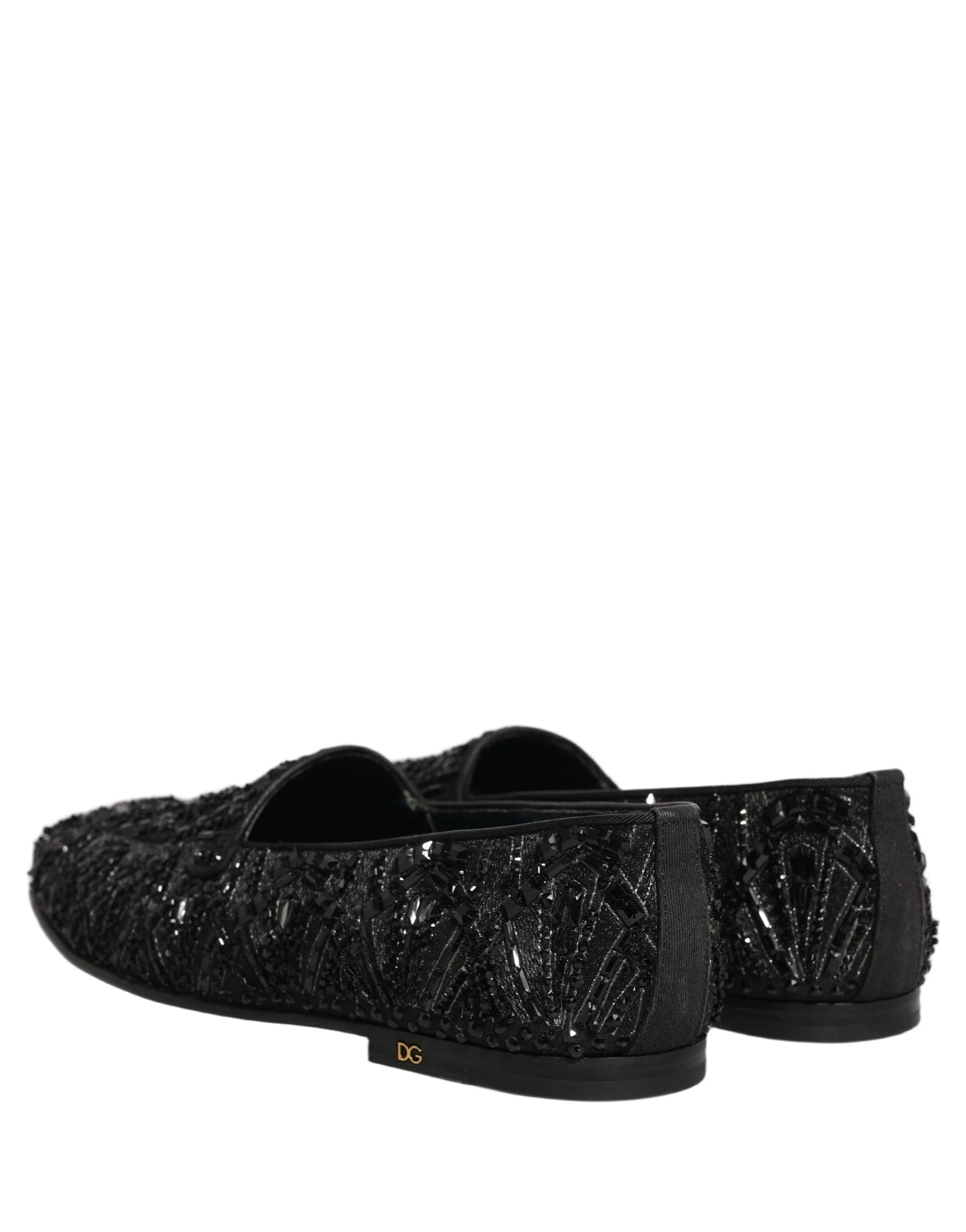 Dolce & Gabbana zwarte fluweel loafers met geborduurde details - EU43/US10