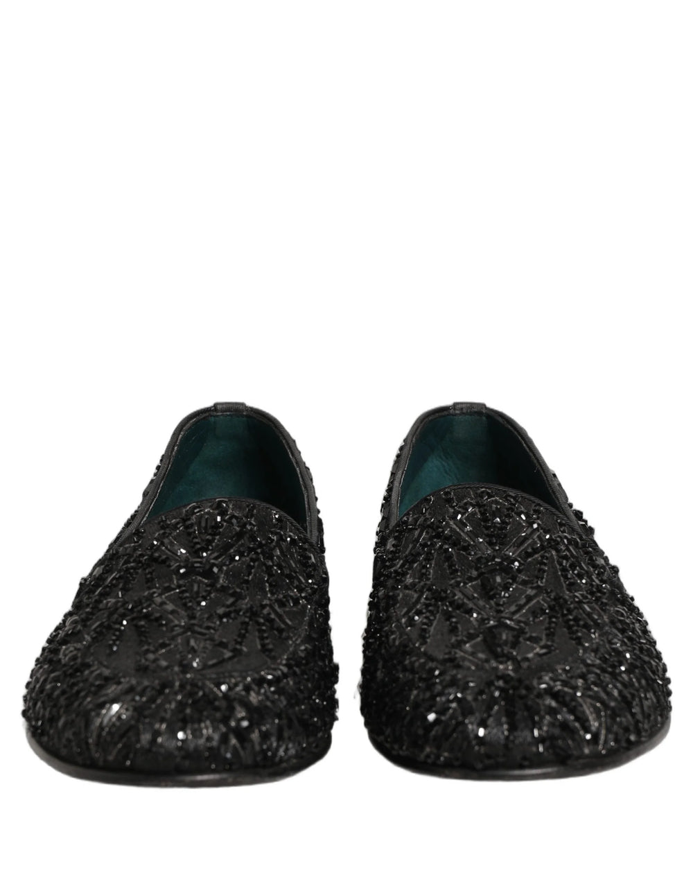 Dolce & Gabbana zwarte fluweel loafers met geborduurde details - EU43/US10