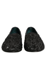 Dolce & Gabbana zwarte fluweel loafers met geborduurde details - EU43/US10