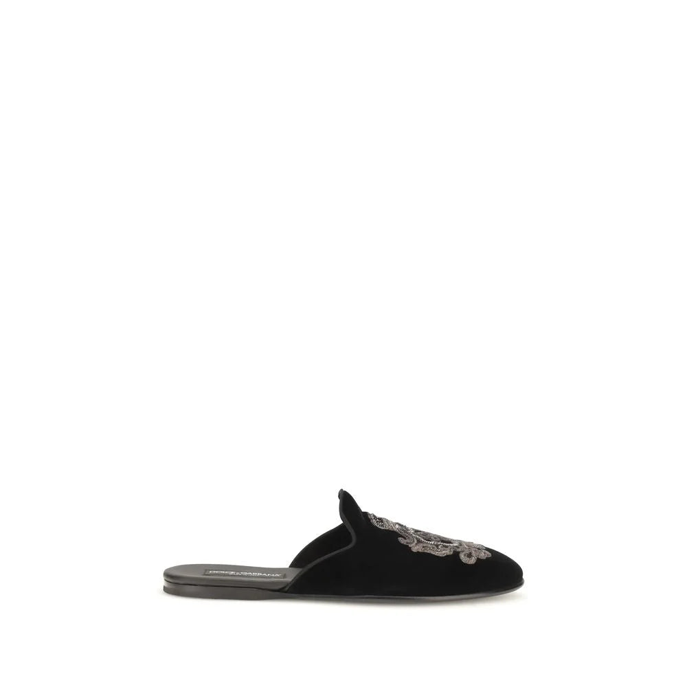 Dolce & Gabbana Black Velvet Flats