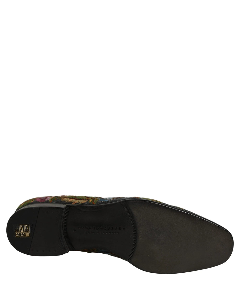 Dolce & Gabbana Black Velvet Floral Embroidery Loafers Shoes - EU43/US10