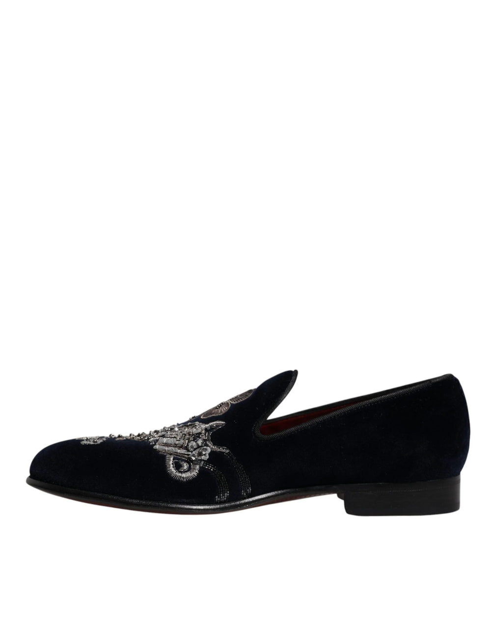 Dolce & Gabbana Black Velvet Floral Gun Loafers Dress Shoes - EU41/US8 - Flats