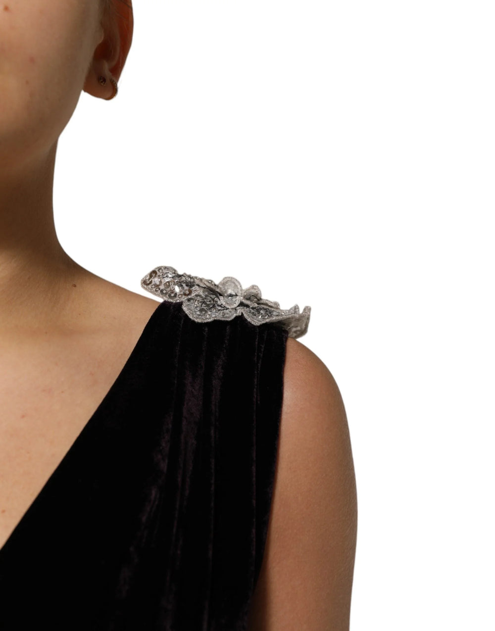 Dolce & Gabbana Black Velvet Flower Embellishment Aline Dress - IT40|S - Dresses