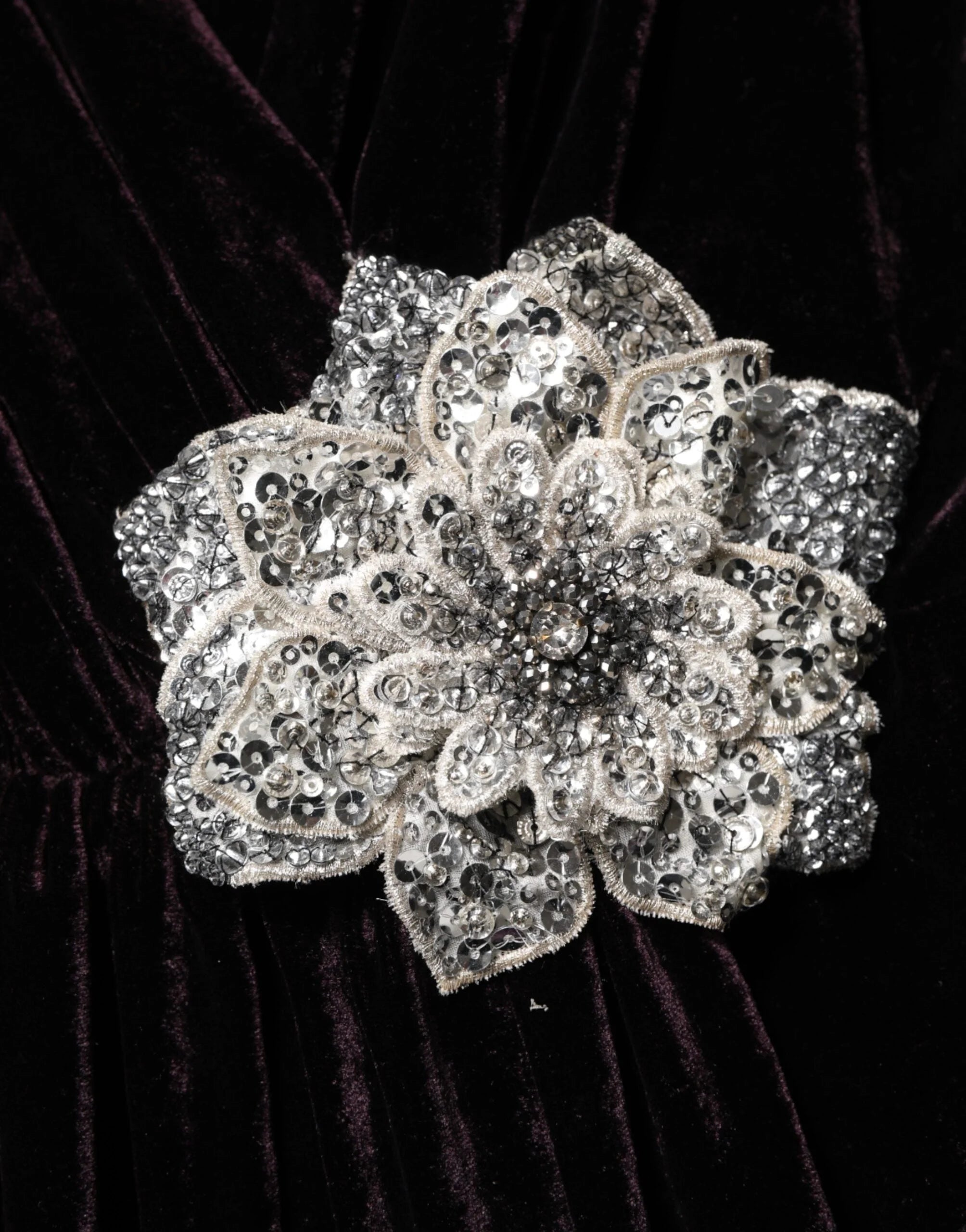 Dolce & Gabbana Black Velvet Flower Embellishment Aline Dress - IT40|S - Dresses