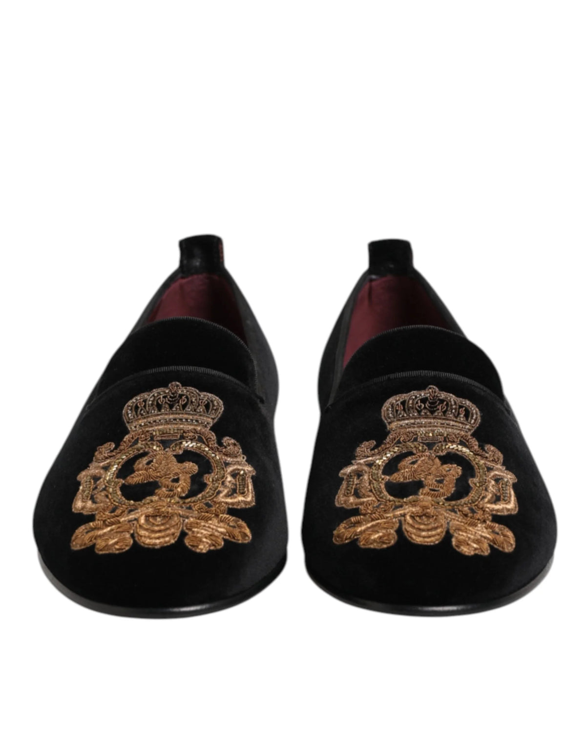 Lofery męskie Dolce & Gabbana, czarny welur i złota koronka - EU 40 | US 7