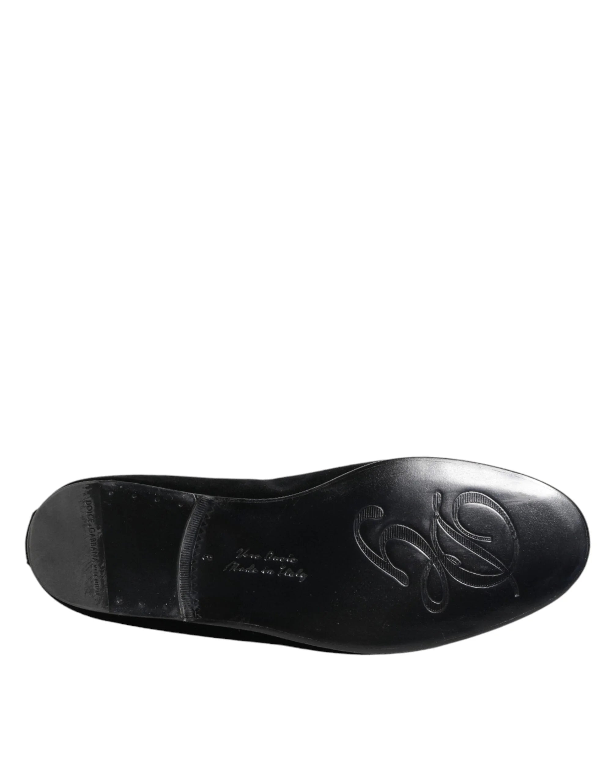 Dolce & Gabbana Black Velvet Gold Crown Mens Loafers Shoes - EU40/US7 - Flats