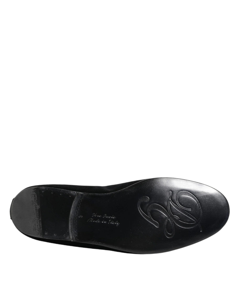 Dolce & Gabbana Black Velvet Gold Crown Mens Loafers Shoes - EU40/US7 - Flats