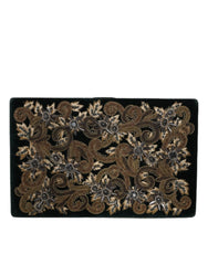Dolce & Gabbana Black Velvet Gold Frame Clutch Evening Party Purse Bag - Clutch Bags