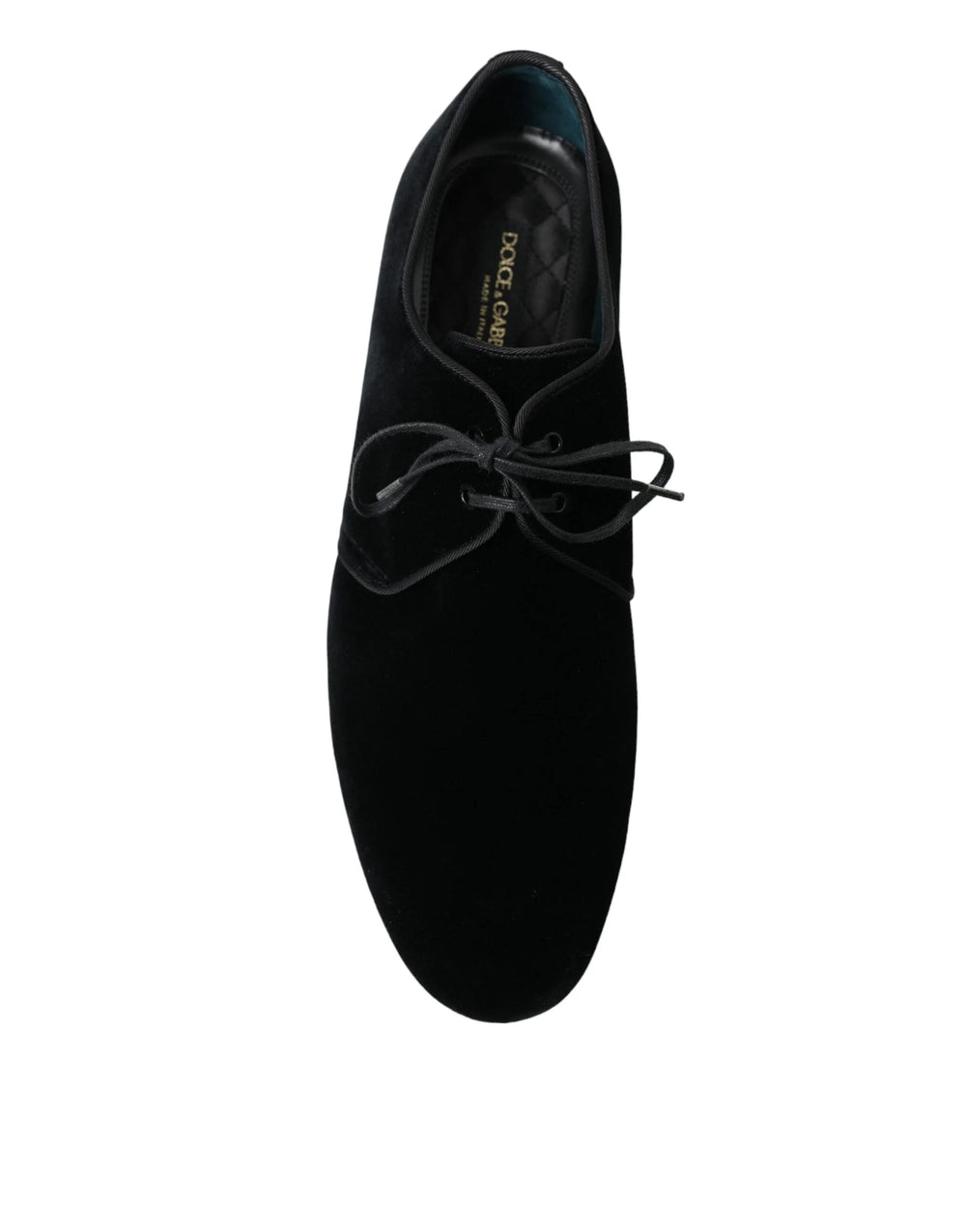 Dolce & Gabbana Black Velvet Lace Up Formal Derby Dress Shoes - EU44/US11 - Shoes