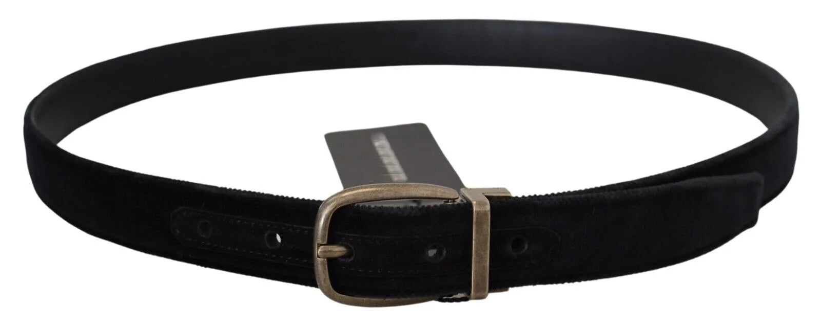 Dolce & Gabbana Black Velvet Leather Antique Metal Buckle - 95 cm / 38 Inches - Belts