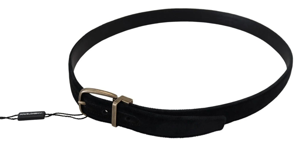 Dolce & Gabbana Black Velvet Leather Antique Metal Buckle - 95 cm / 38 Inches - Belts