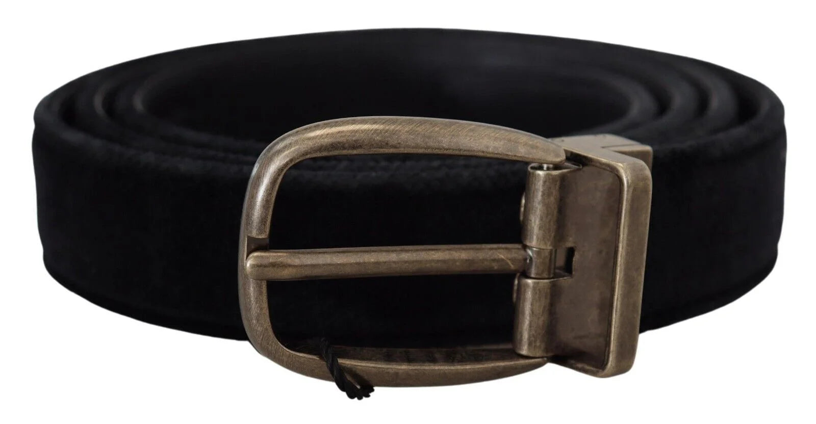 Dolce & Gabbana Black Velvet Leather Antique Metal Buckle - 95 cm / 38 Inches - Belts
