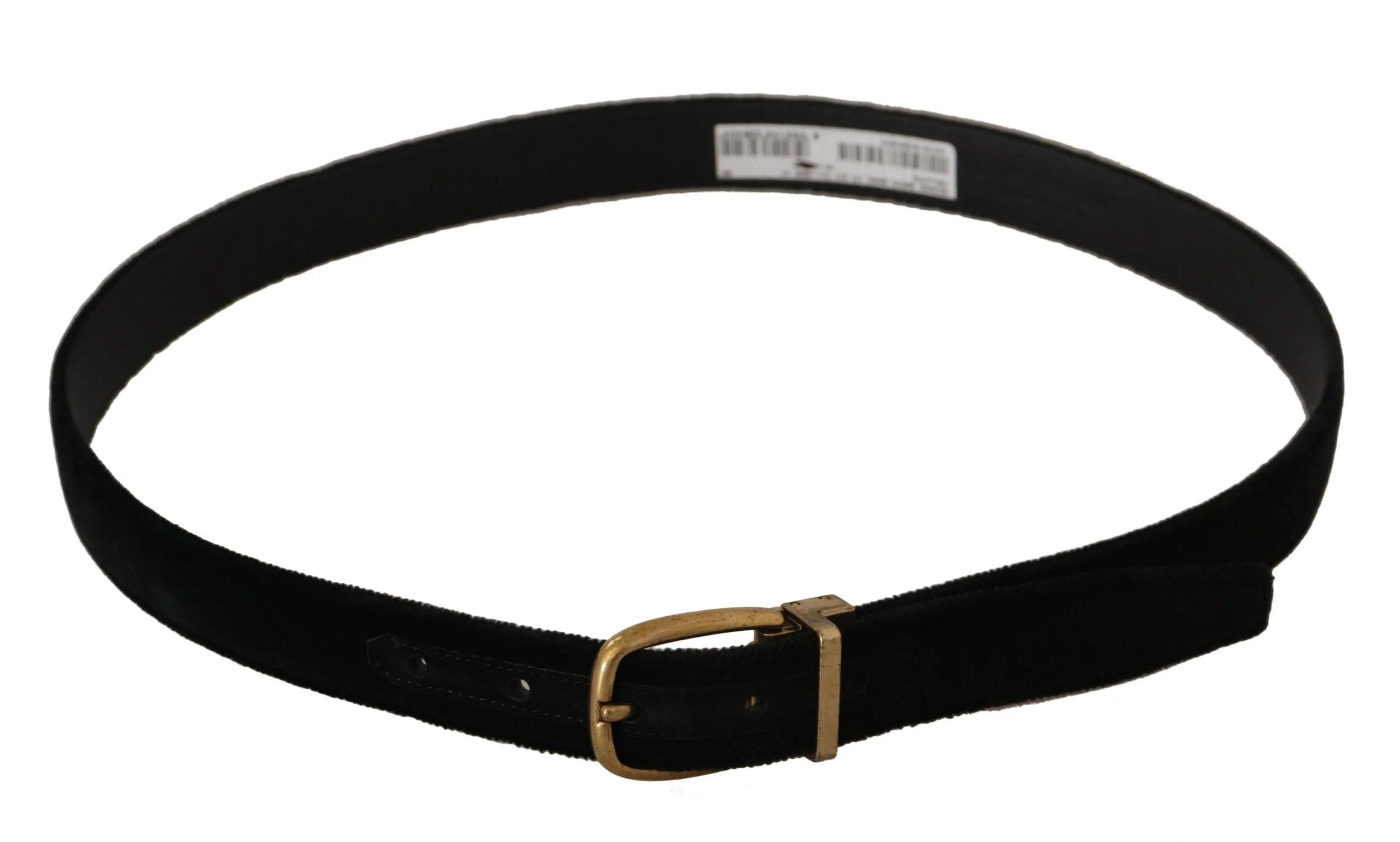 Dolce & Gabbana Black Velvet Leather Gold Tone Metal Buckle Belt - 90 cm / 36 Inches - Belts