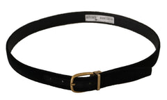Dolce & Gabbana Black Velvet Leather Gold Tone Metal Buckle Belt - 90 cm / 36 Inches - Belts