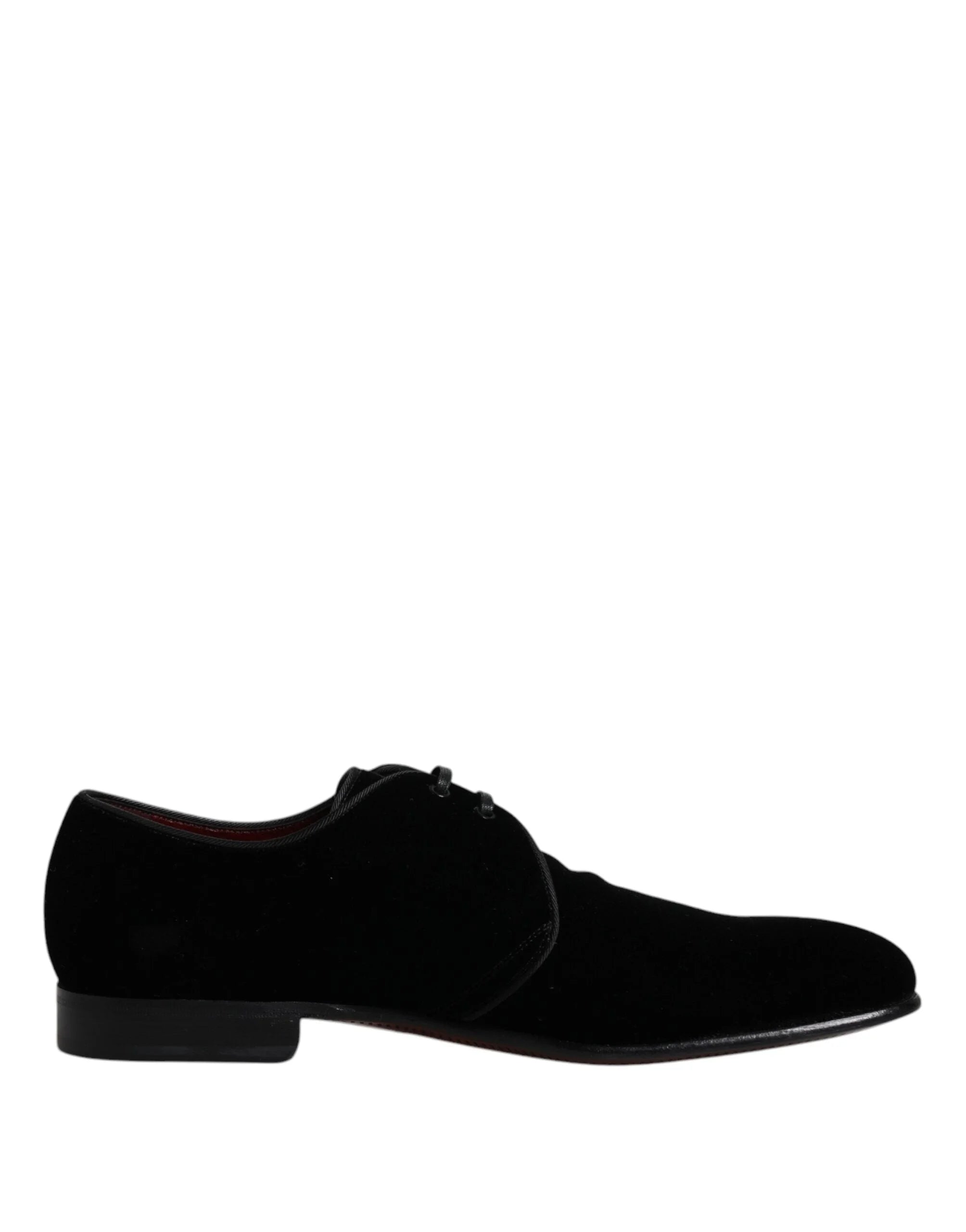 Dolce & Gabbana Black Velvet Leather Lace Up Derby Shoes - EU41.5/US8.5 - Shoes
