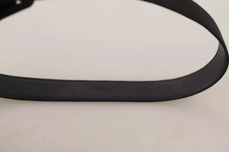 Dolce & Gabbana Black Velvet Leather Logo Waist Buckle Belt - 65 cm / 26 Inches - Belts