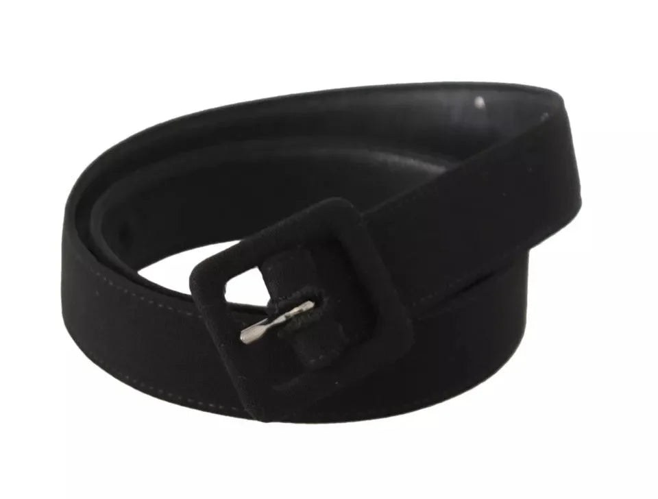 Dolce & Gabbana Black Velvet Leather Logo Waist Buckle Belt - 65 cm / 26 Inches - Belts