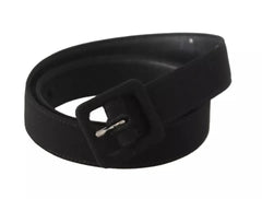 Dolce & Gabbana Black Velvet Leather Logo Waist Buckle Belt - 65 cm / 26 Inches - Belts