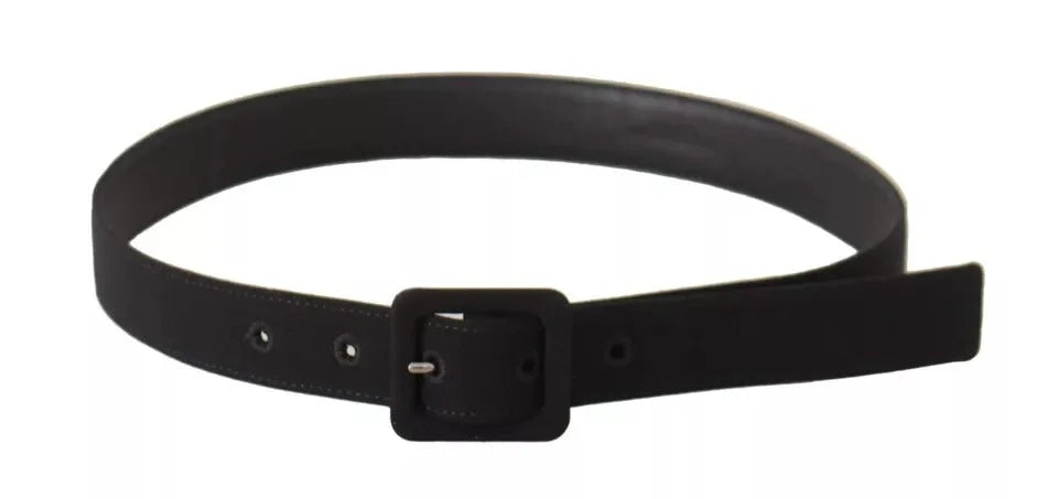 Dolce & Gabbana Black Velvet Leather Logo Waist Buckle Belt - 65 cm / 26 Inches - Belts