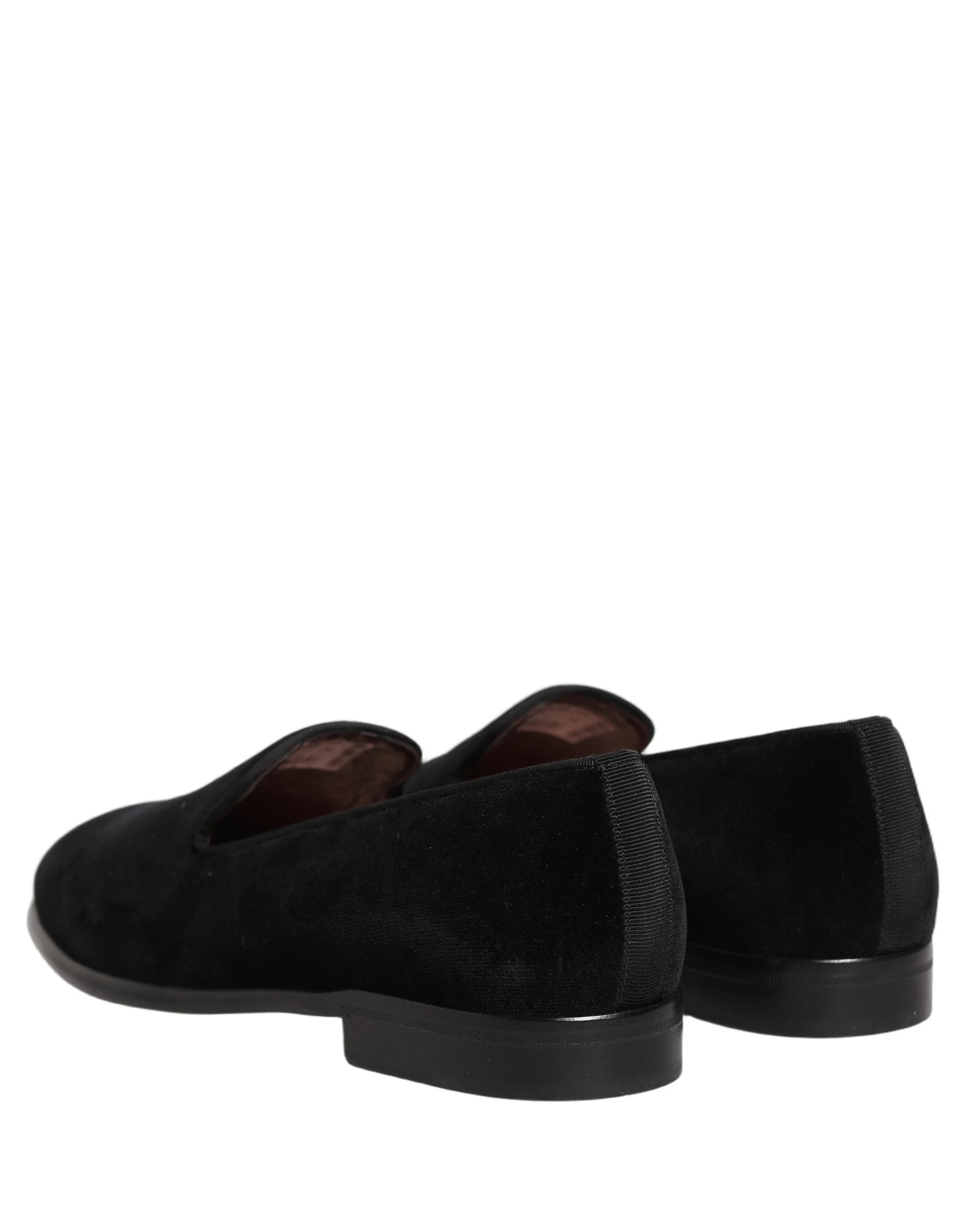 Dolce & Gabbana Black Velvet Loafers Formal Men Dress Shoes - EU43/US10