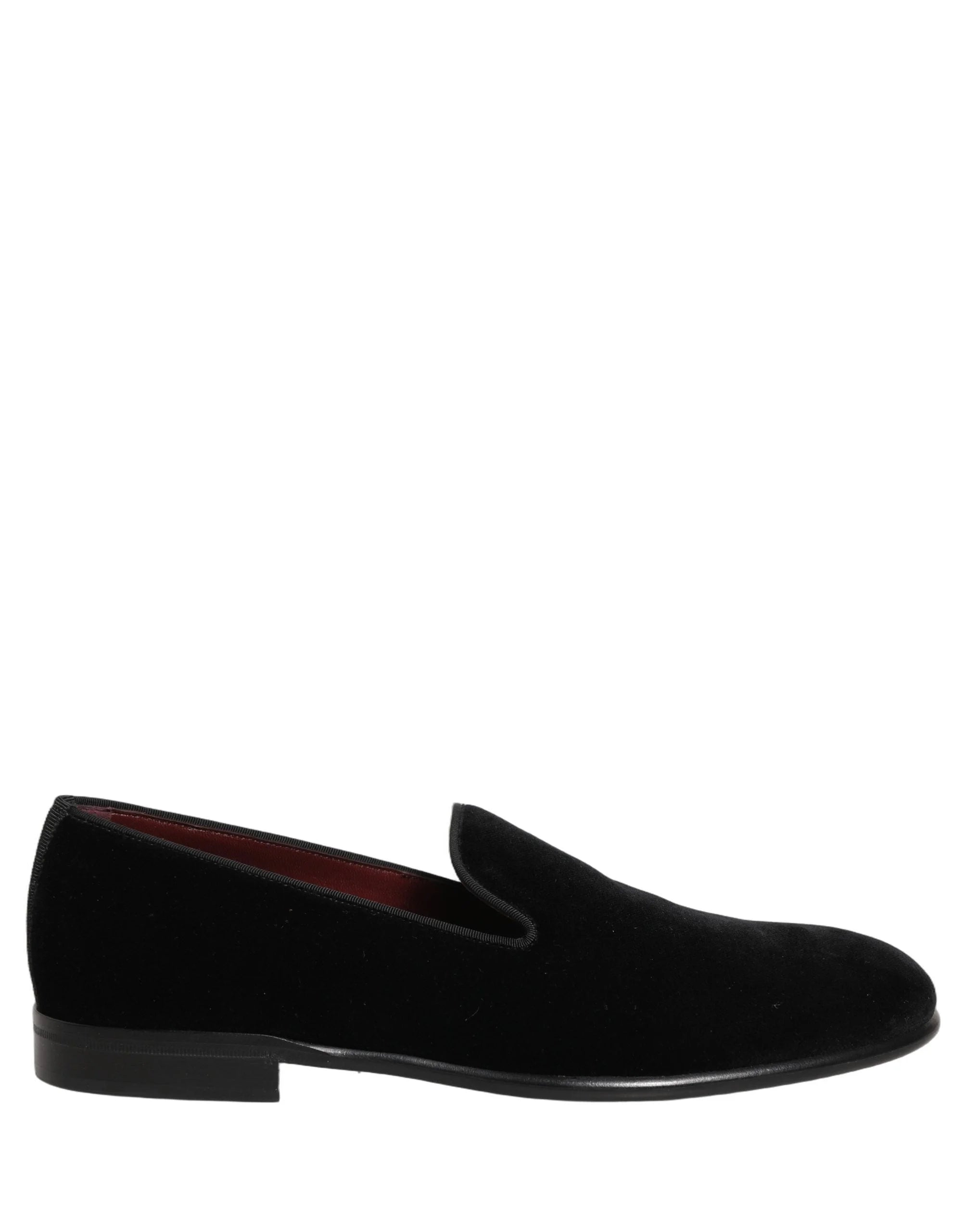 Dolce & Gabbana Black Velvet Loafers Formal Men Dress Shoes - EU43/US10