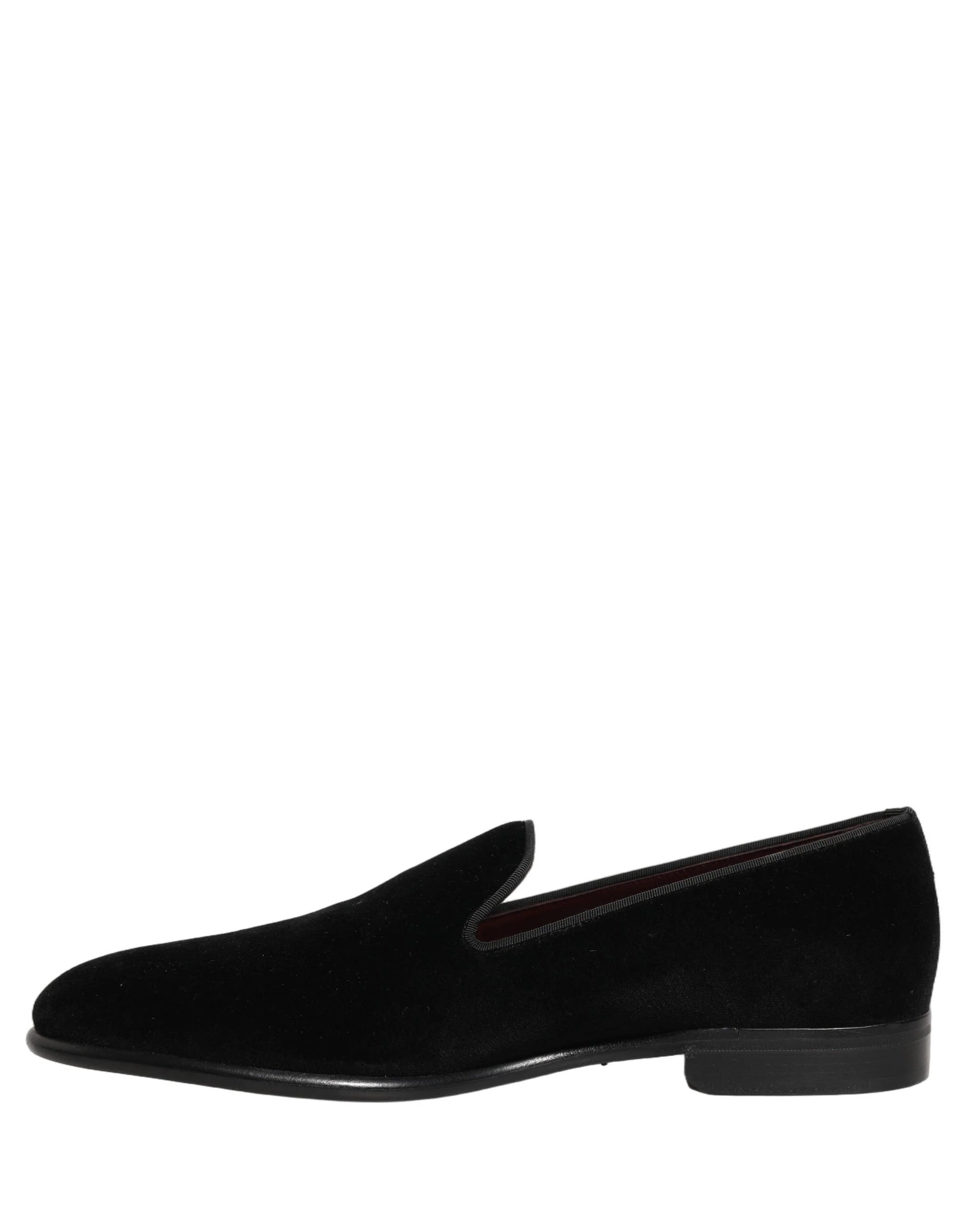 Dolce & Gabbana Black Velvet Loafers Formal Men Dress Shoes - EU43/US10
