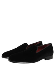 Dolce & Gabbana Black Velvet Loafers Formal Men Dress Shoes - EU43/US10