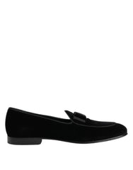 Dolce & Gabbana Black Velvet Loafers Formal Men Dress Shoes - Flats