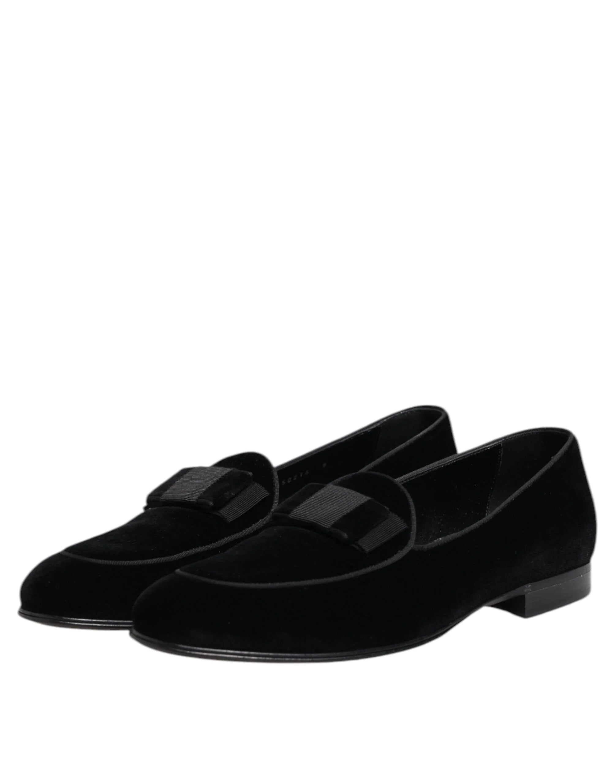 Dolce & Gabbana Black Velvet Loafers Formal Men Dress Shoes - Flats